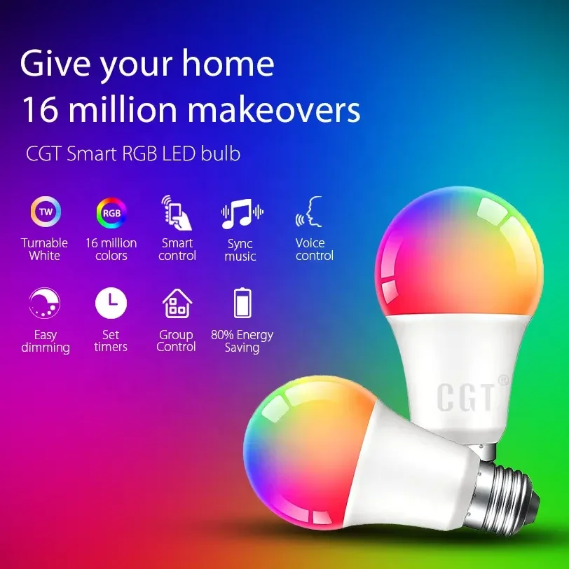 9 Вт 15 умный дом Bluetooth Wi-Fi TUYA Alexa Голосовое управление Умный домашний RGB CCT светодиодный Свет E27