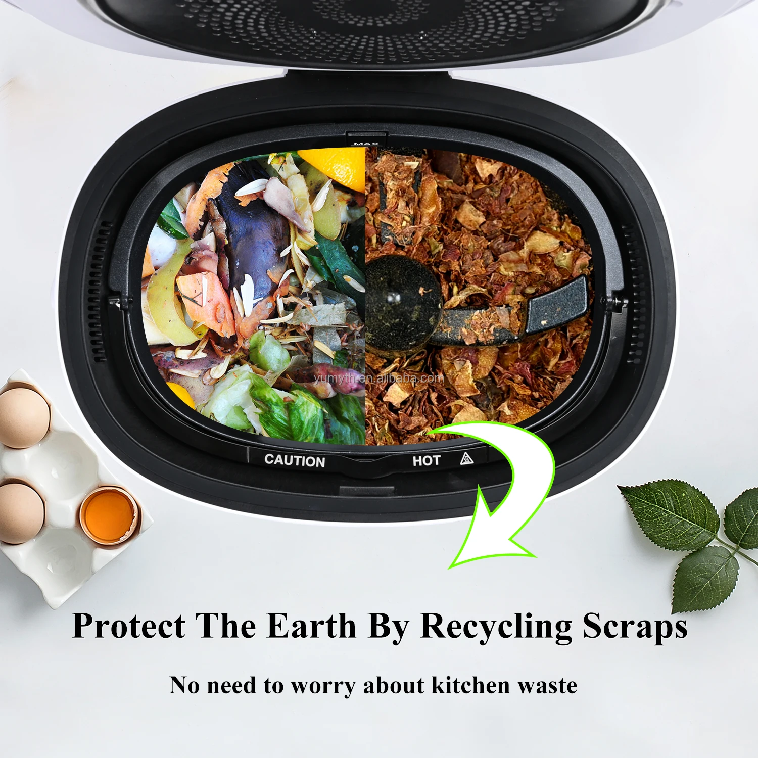 Odor Prevent Filter 3L Auto Reverse & Forward Heat Cycling Tech Kitchen Food Garbage Composter