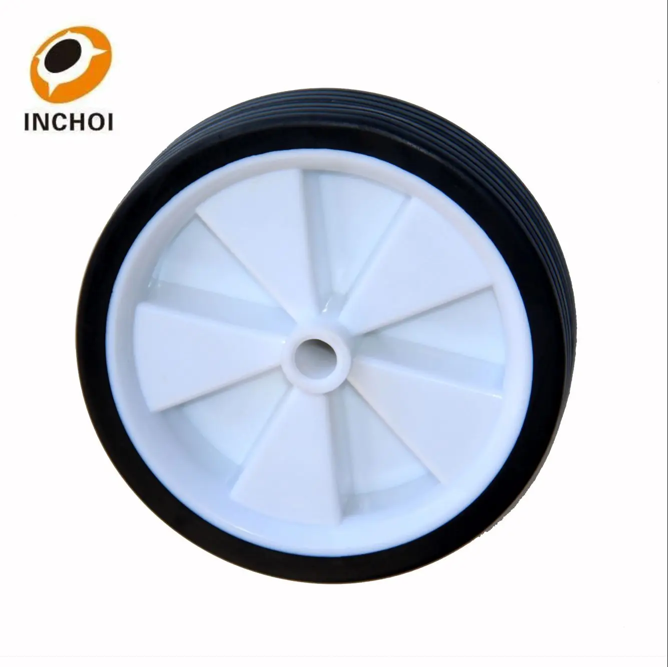 7 inch diamond rubber wheel with white plastic hub for trolley