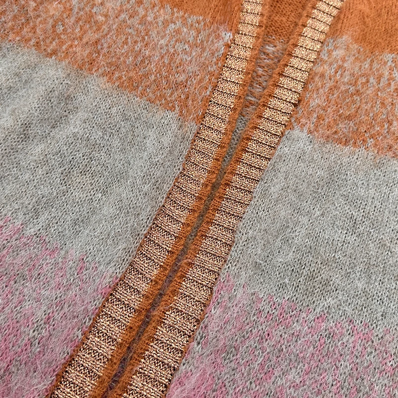 Custom OEM & ODM Logo Sweater women Jacquard design knitwear ladies Knitted Girls winter knit top women cardigan sweater