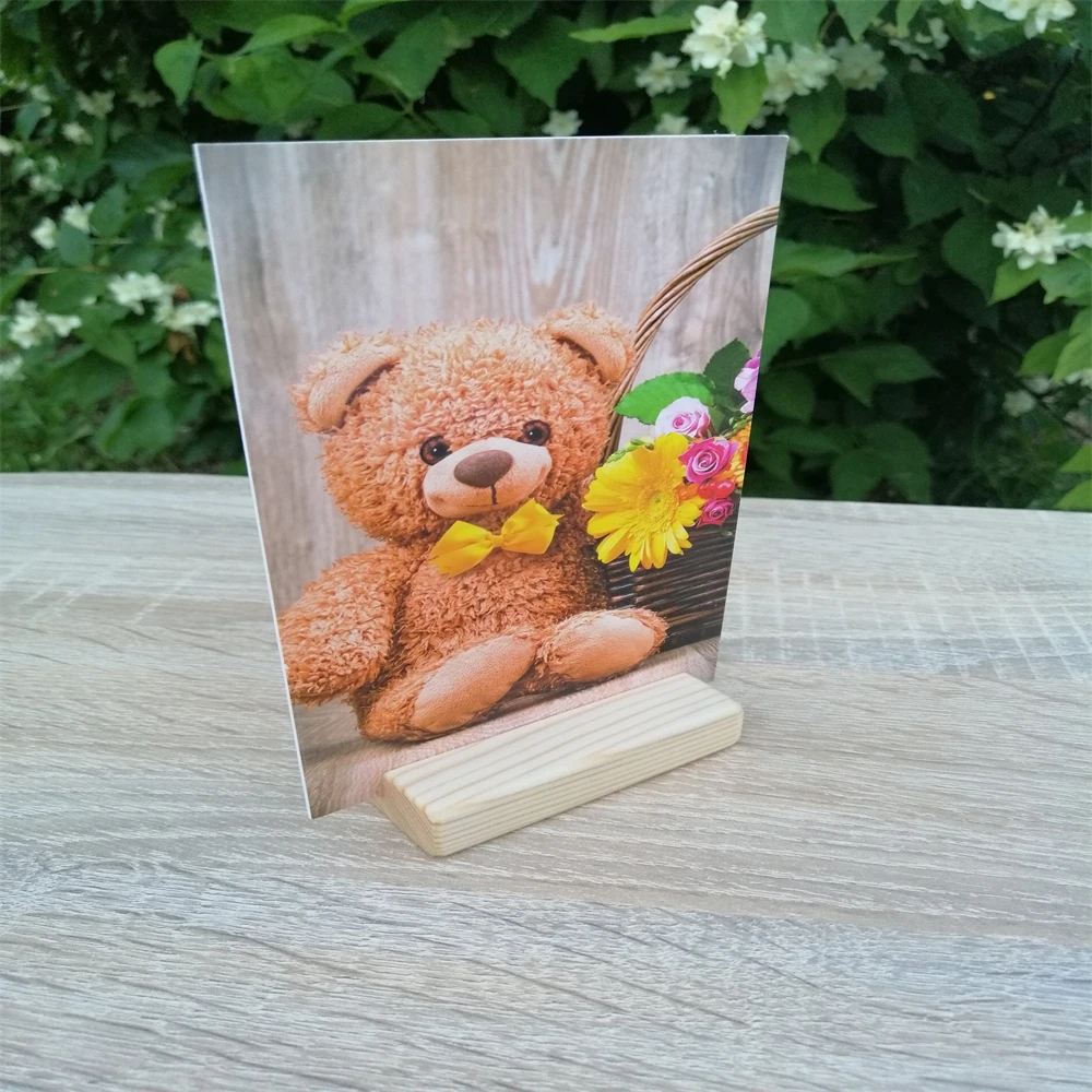 Factory Wholesale Handmade Invitation Wedding Photo Decorations Display Menu Card Portrait Stand Wooden Table Number Holder
