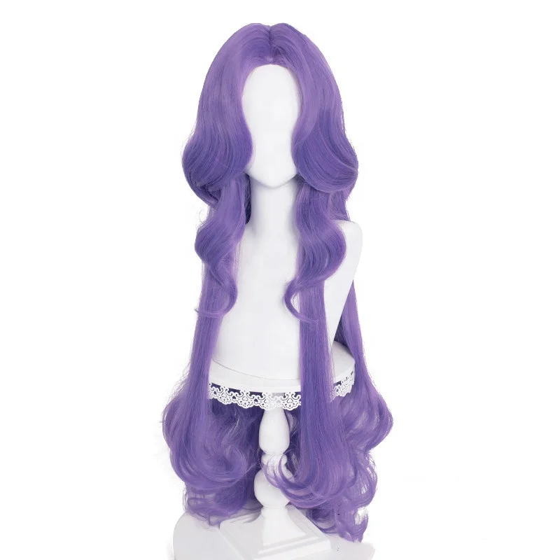 Wholesale Game League of Legends LOL Wig 100cm Long Curly Purple Syndra Peluca Cosplay Synthetic Anime Heat Resistant Wig