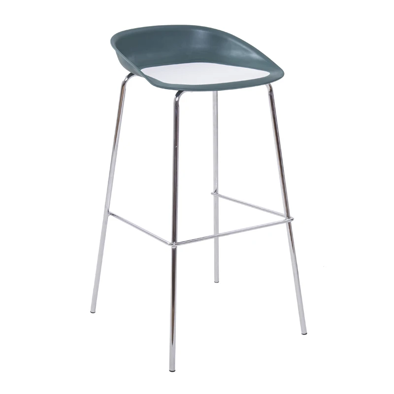 Customized cheap metal sillas para bar high chair plastic green bar stool with chrome legs