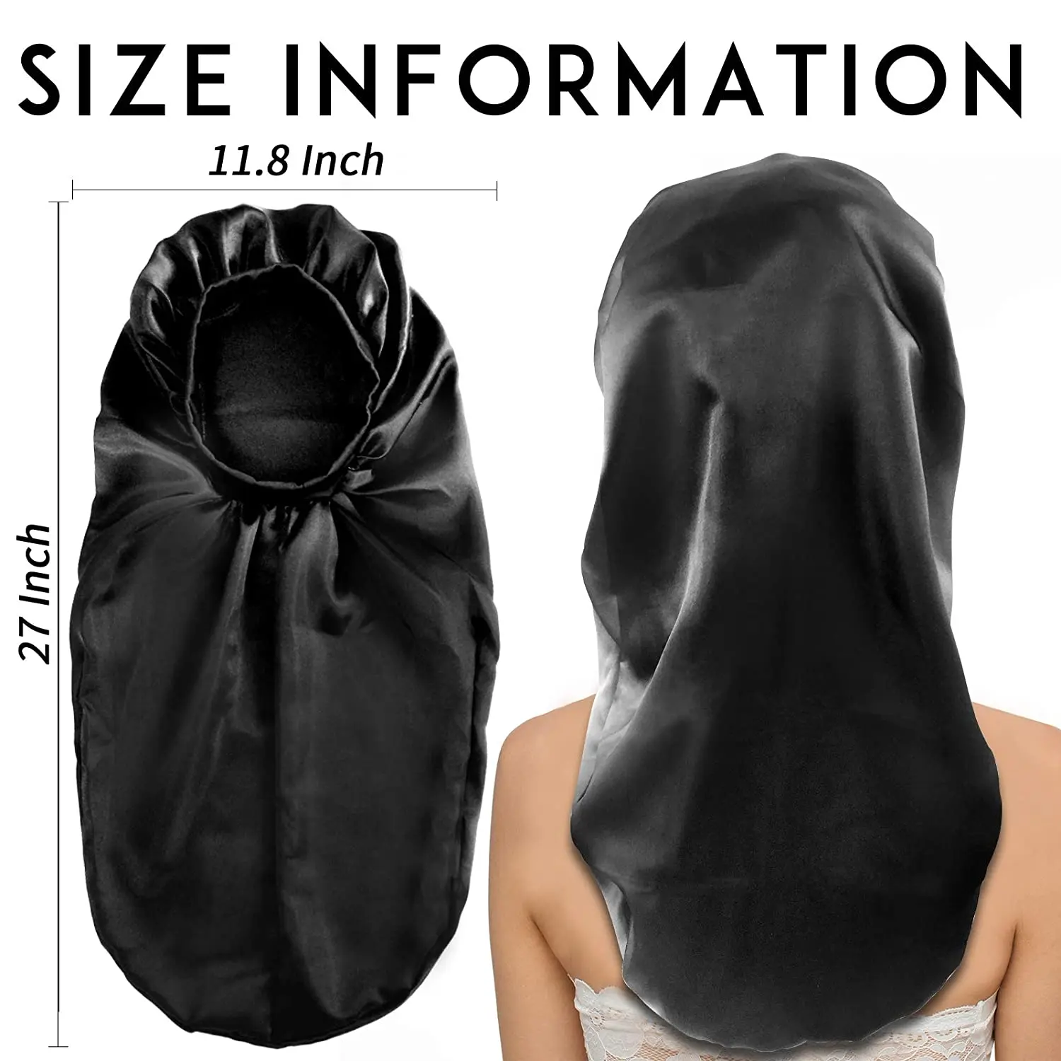 Customized Human Virgin Hair Extensions Wigs Long Hair Satin Bonnet Braid Night Hats