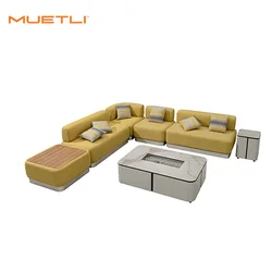 Modern Yellow Tulip Color Patio Outdoor Office Furniture Sectional Waiting Sofa