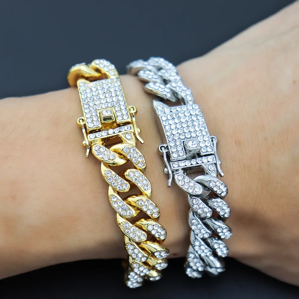 
New Custom Multi-style Gold Silver Plated Bracelet Chain Hip Hop CZ Iced Out Cuban Link Bracelet For Men Women Jewelry 