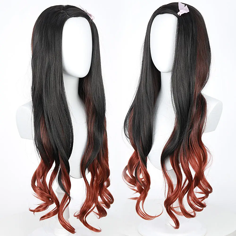 Cosplay Wigs For Cosplay Slayer Anime Cosplay Long Curly Orange And Black Wig