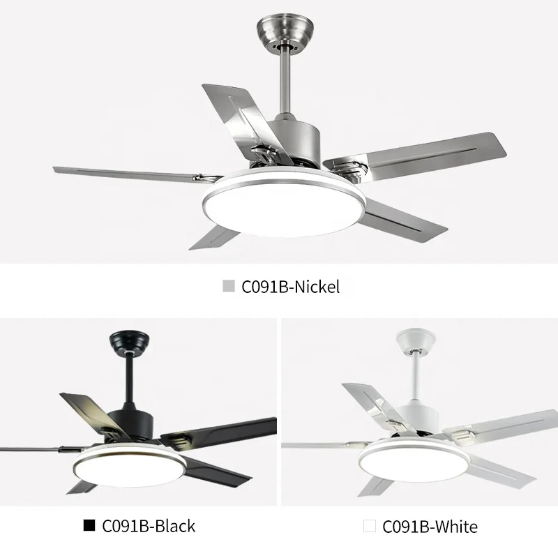 C091  36/42/52/56 INCH Metal straight leaf ceiling fanwith light VENTILADOR FLY AGOTADO DC APP CONTROL
