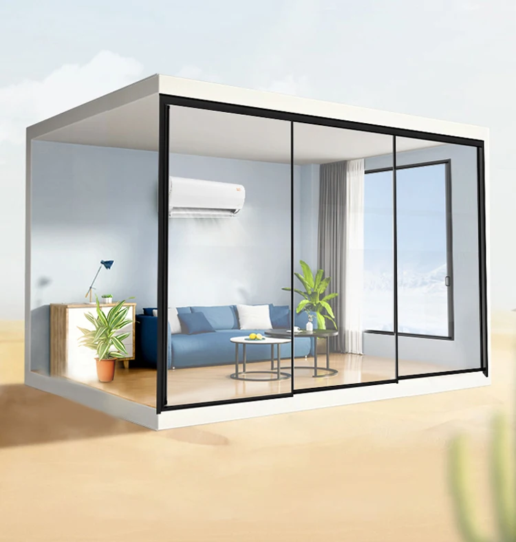 Interior Slim Aluminum Frame Mute Tempered Glass Narrow Side sliding Door For Living Room