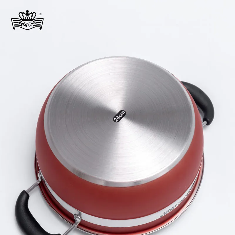 Red And Sliver 12PCS Pot Set With Anti-Scald Handle Cookware Set Less Smoky Easy Clean Kitchenware cookware sets