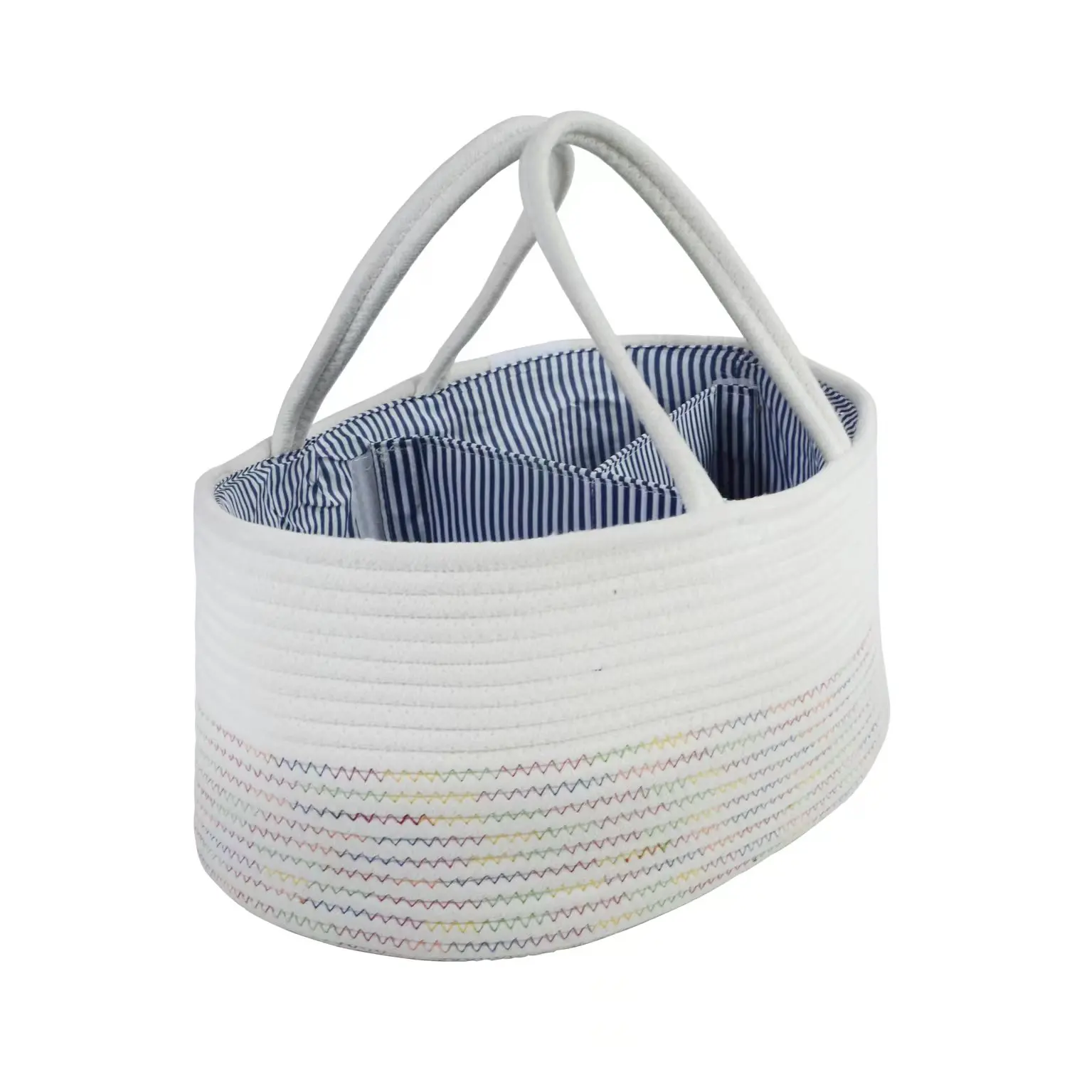 Custom Cotton Rope Baby Diaper Caddy Organizer With Removeable Insert Baby Kids Nursery Storage Basket