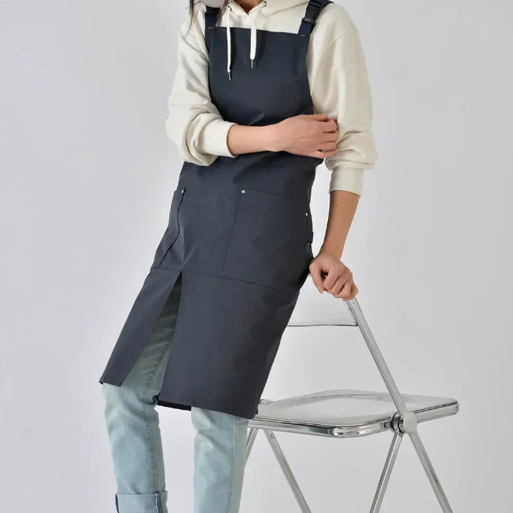 New Fashion Canvas Kitchen Aprons for Woman Men Chef Work Apron for Grill Restaurant Bar Shop Cafes Beauty Nails Studios Uniform