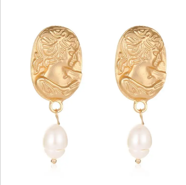 Fashion Punk Round Geometric Earrings Creative Woven Ball Pearl Earrings For Women Girls