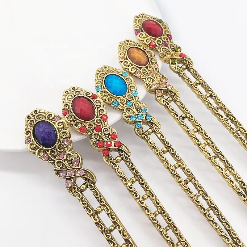 Beautiful Retro Vintage Diamond Rhinestone Pearl Metal Hair Stick Hairpin Accessories Chignon Bun Holder Pin Hair Chopsticks