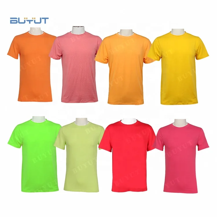 Bright solid colors different Gram weight polyester soft cotton feel tees unisex plain t shirts blank for sublimation