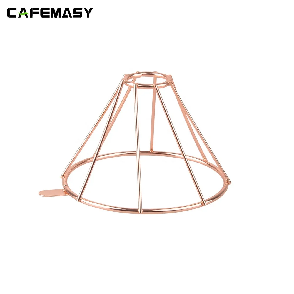 CAFEMASY  Coffee Accessories Cone Coffee Filter Rose Gold Metal Wire Mesh Coffee Dripper