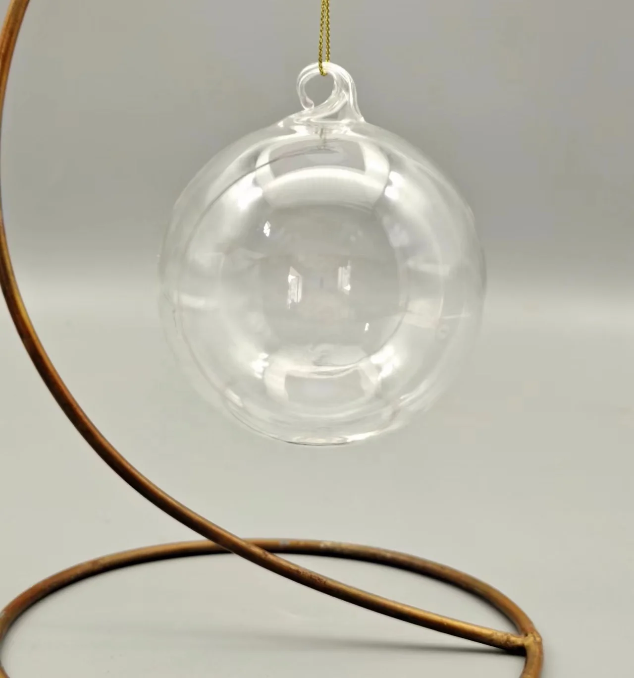 Wholesale Hand Blown Clear Transparent 80mm 10mm Christmas Glass Baubles Hanging Clear Iridescent Glass Ball Ornament