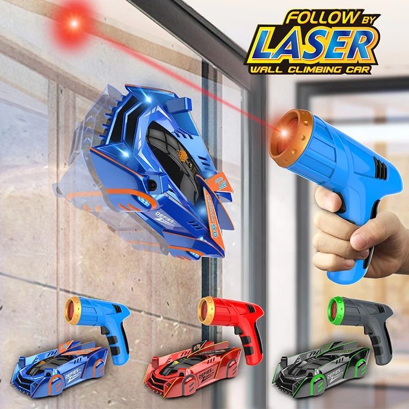 Wall Climbing Car Toy Follow By Laser Light RC Infrared Remote Control Car Kids 3Ages+ Gift Boy Indoor Easy Play Iir RC Car