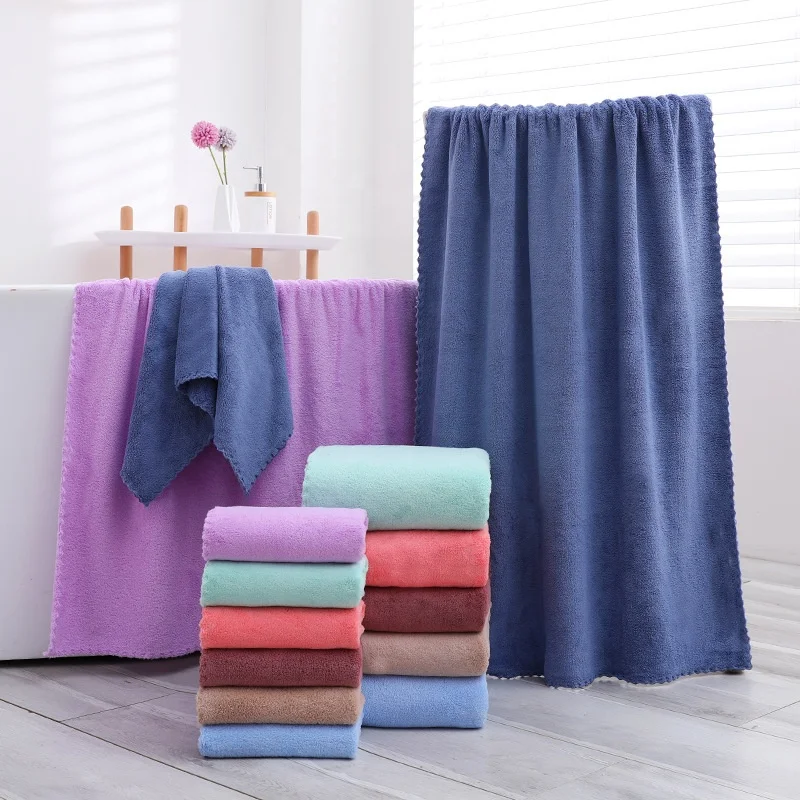 bath towel set gift thick coral fleece soft absorbent face towel bath set