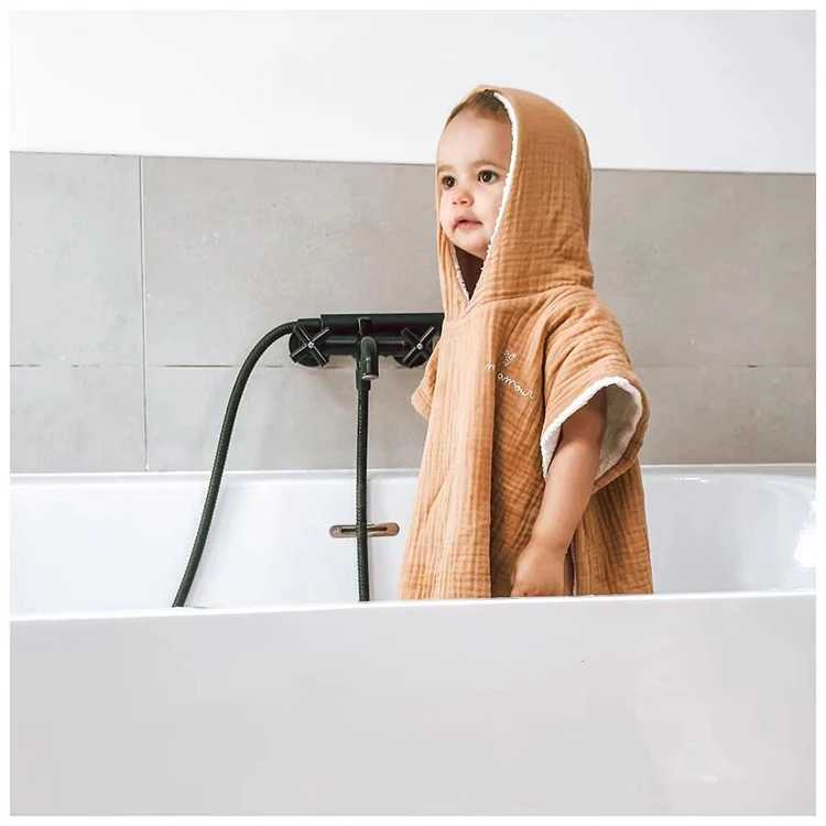 Highly absorbent and super soft bamboo organic cotton baby toddler hooded towel poncho