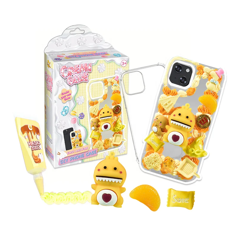 Accept Custom color cream glue icing clay glue slime whipped simulation cream DIY decoration kit for phone case