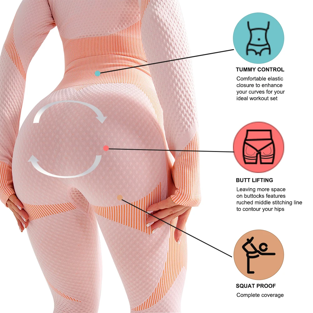 Изготовленный на заказ логотип круглый вырез горловины с длинным рукавом облегающий короткий топ с высокой талией, спортивные брюки для девочек, комплект спортивной одежды, женский спортивный тренировочный костюм