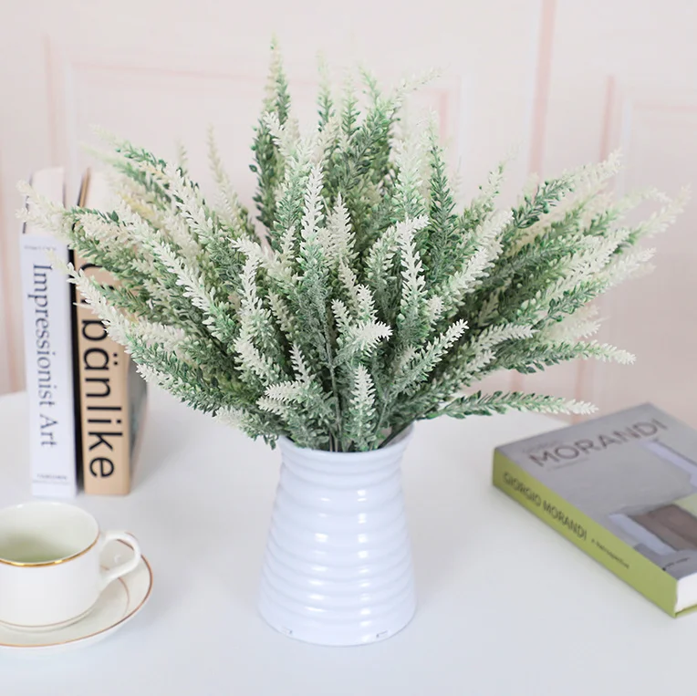Plastic Plant Flocked Artificial Lavender For Plastic Lavender Flower