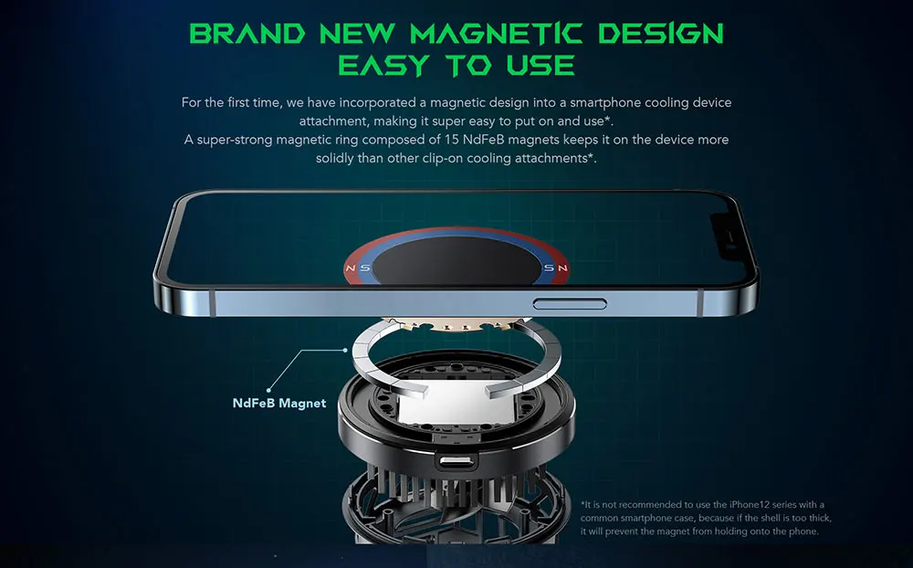 Original Black Shark Magnetic Cooler for Gaming Phone for iPhone 12/iPhone 13/Black Shark 4/Rog/Xiaomi/Poco F3/Switch/Pad Fast C