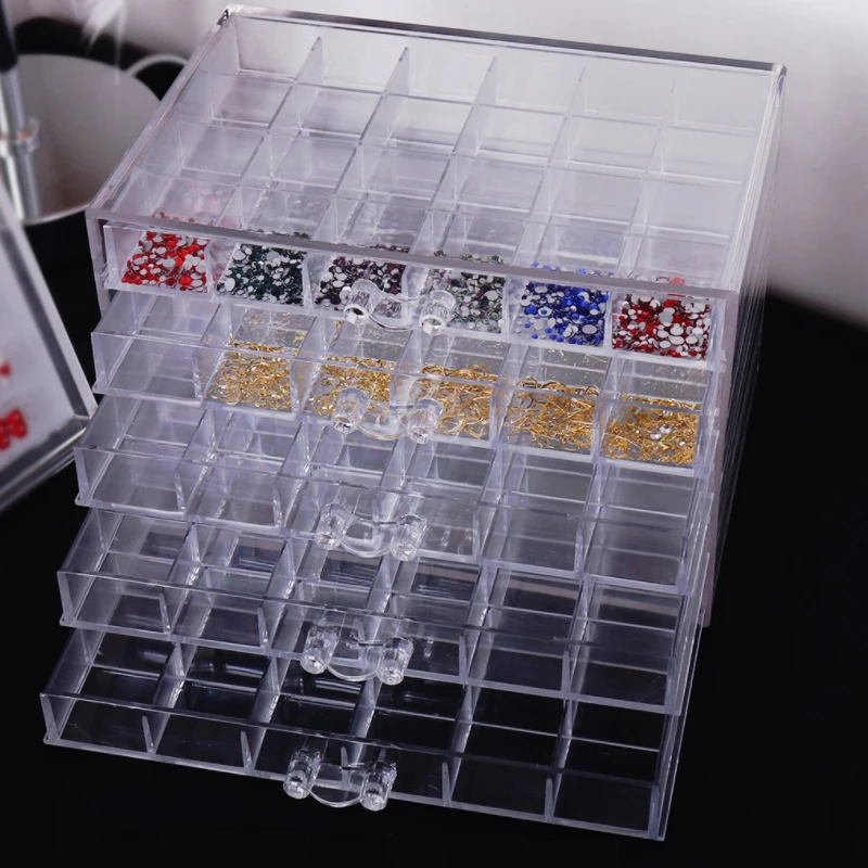 Nail Jewelry Storage Box Tool Transparent Multi-layer 120 Nail Drill Box Classification Storage Box Drawer Diamond Painting
