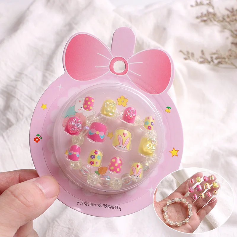 cute rabbit presson false nail girls inpluser heart false nails professional kid fingers false nail tips