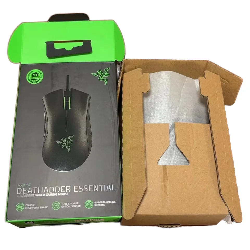 Razer DeathAdder Essential Ergonomic Mini Wired Gaming Mouse 6400 DPI Optical Sensor 5 Independent Buttons USB Right Laptop PC