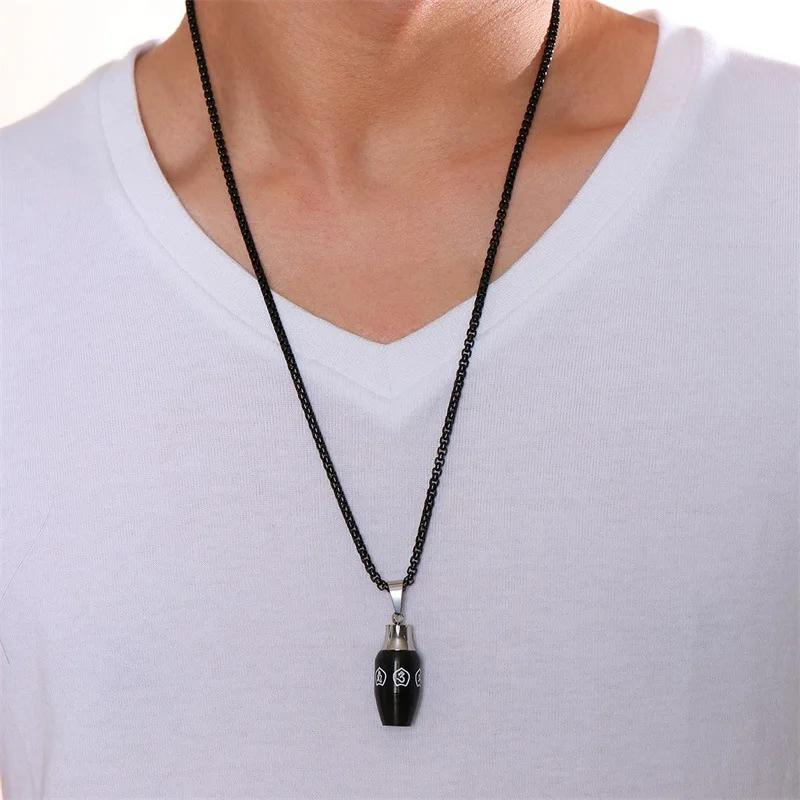 Оптовая продажа, подвеска в виде урны для домашних животных, мантра из нержавеющей стали с шестью символами, может открываться, ювелирное изделие в виде ПЭТ, ожерелье, сувенир, кремационные украшения