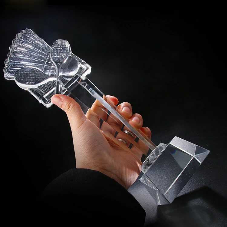k9 2d engraved tennis crystal badminton trophy award