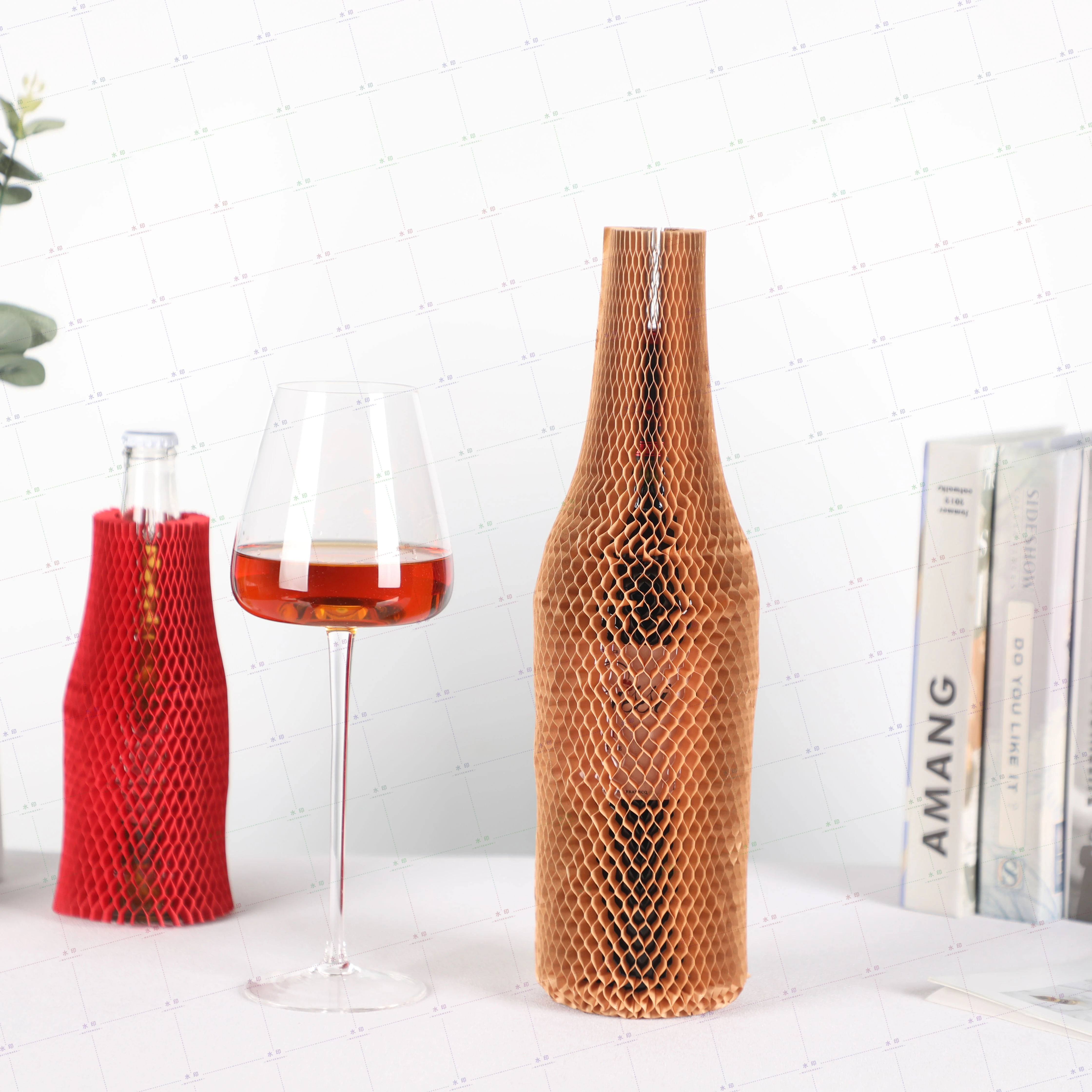 Eco friendly honeycomb paper sleeve shipping protective to replace air column bag bubble packing wrap bag for wine bottle