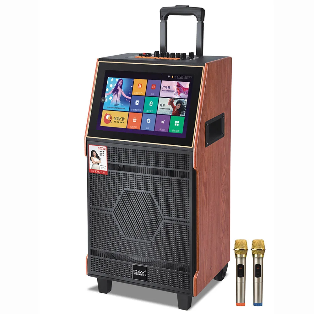 Manufacturer Quality Assurance KTV  karoke wooden with wifi bt fm radiao wireless Smart trolley speaker