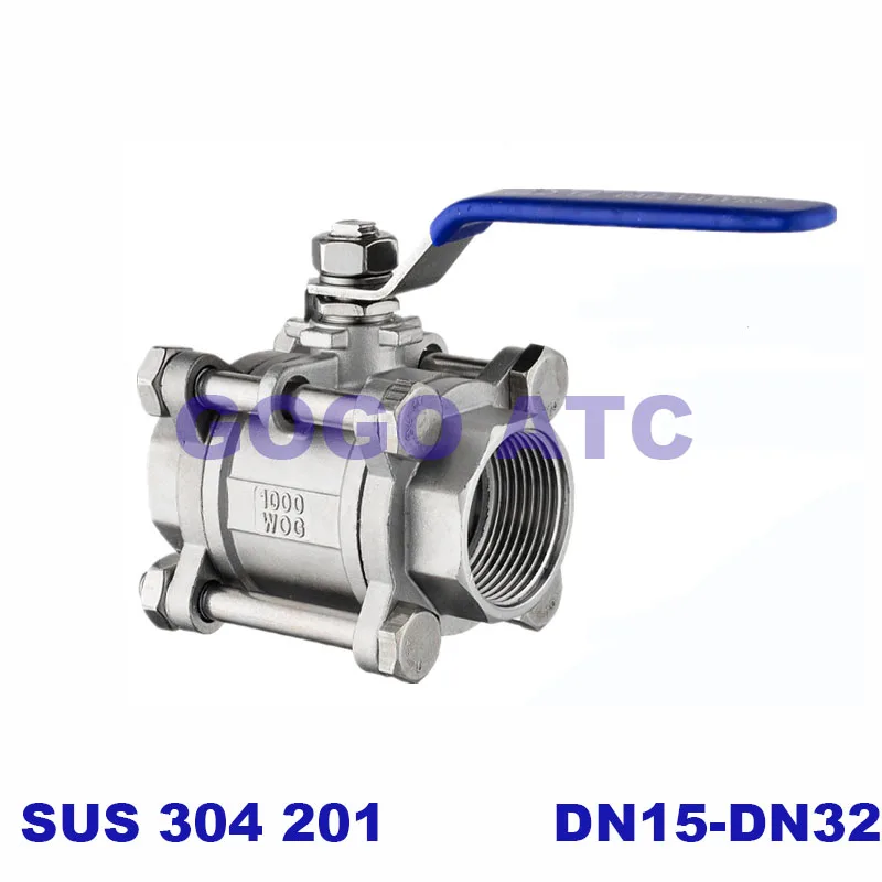 Q11F-16P Three-piece ball valve DN15-DN32 stainless steel 304/201 valve 3PC handle thread female thread welding