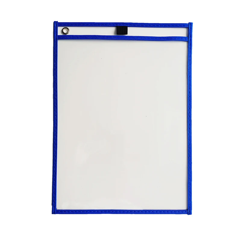 Promotional Transparent Plastic Reusable Sleeves Set Teacher Supplies Clear Pvc Document Bag Hanging Dry Erase Pockets