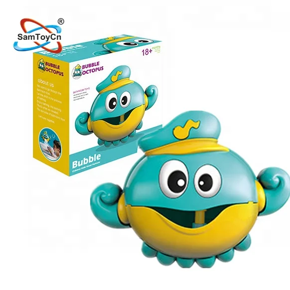 Plastic Kids Children Funny Playing Soap Bubble Octopus Making Machine Animal Baby Bath Toy with 12 Music