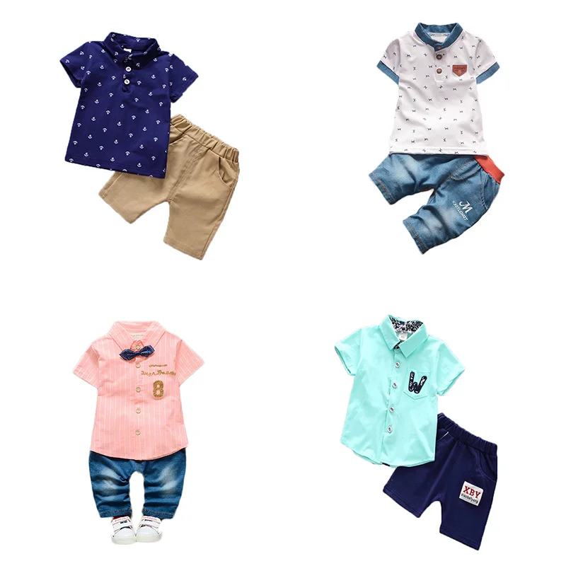 wholesale 2019 vietnam summer children latest cartoon sports two-piece casual suit toddler baby boys sets little kids clothing