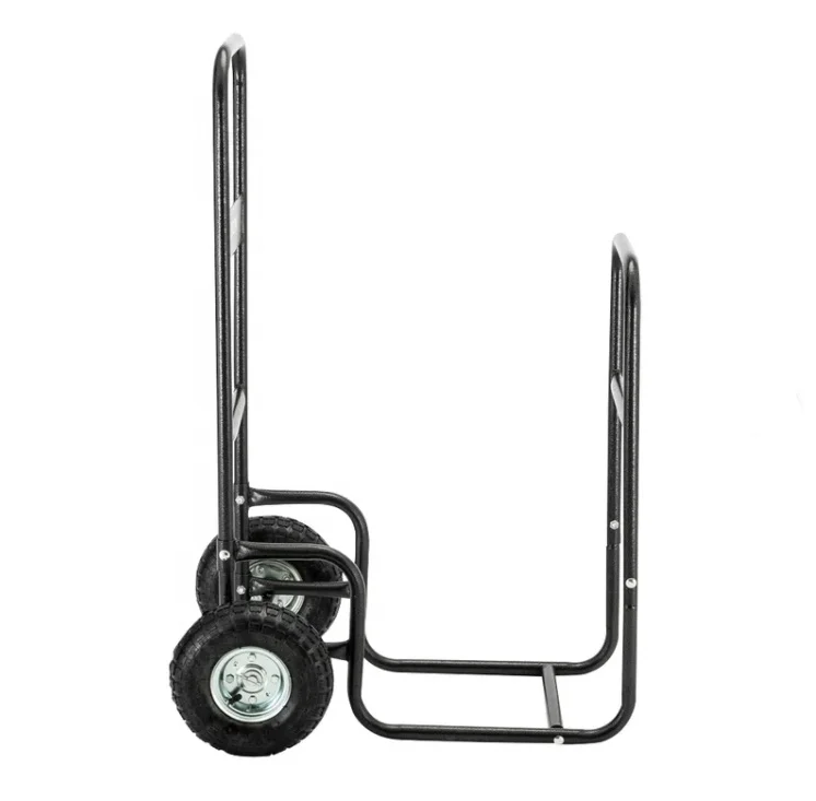 Sunnydaze Log Cart Steel Heavy-duty Rolling Wheeled Firewood Carrier Dolly