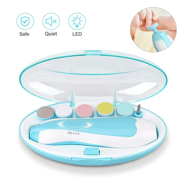 Wholesale baby electric nail trimmer nail clippers with LED light for newborn