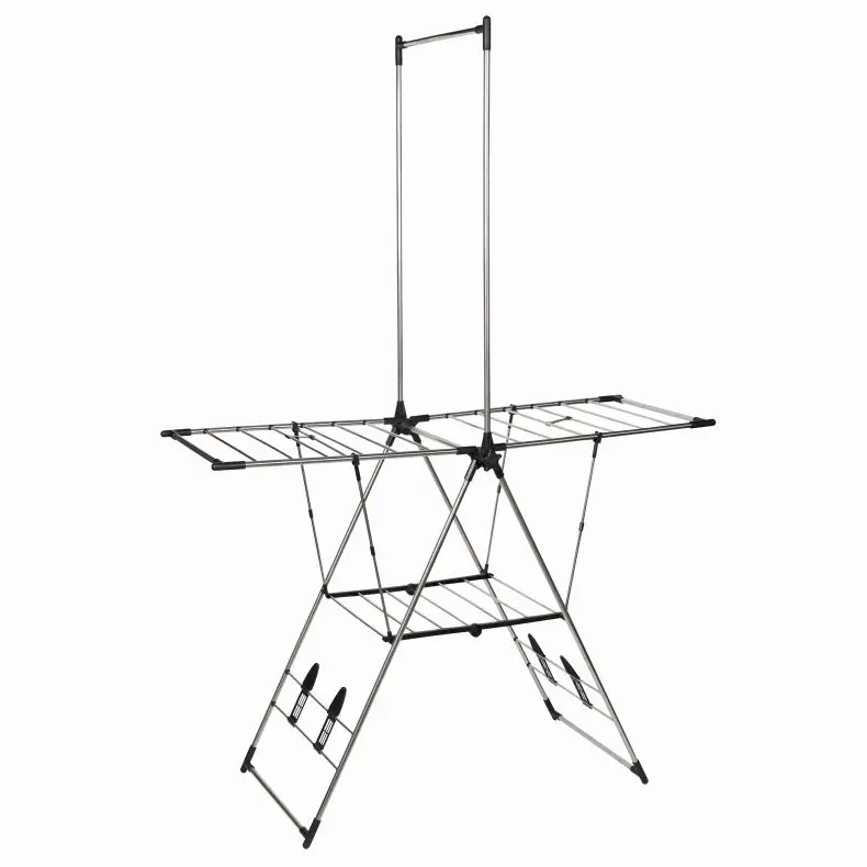 Factory Price Stainless Steel Foldable Clothes Hanger Rack Stand Coat & Clothing Drying Rack Metal Laundry Airer for Storage