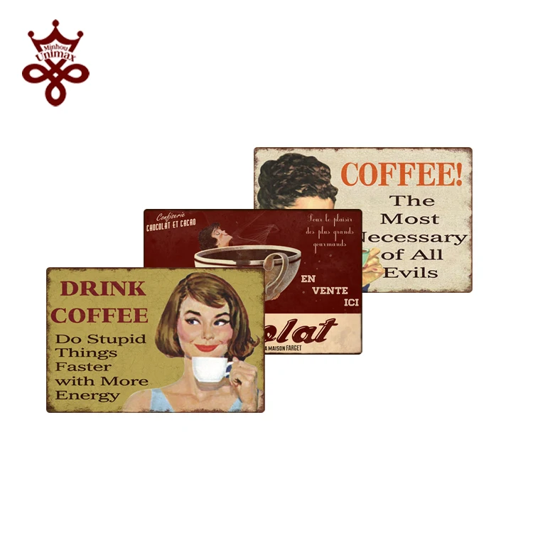 
Retro tin coffee signs vintage old fashioned metal signs tin plaques unique metal coffee signs 