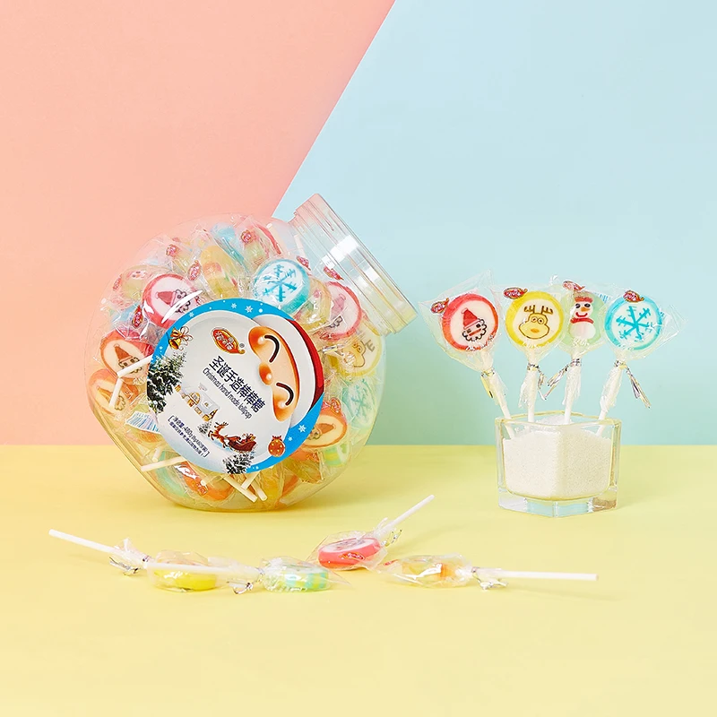 Popular Chinese snack fruit lollipop wholesale canned hard candy 480g healthy foreign sweet and sour candy bar custom lollipop