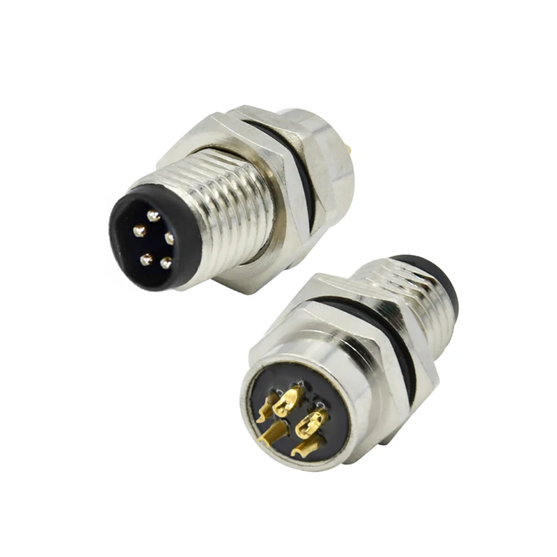 Waterproofing m8 receptacle 3 4 5 6 8 pins socket male female wall panel mount m8 metal connectors