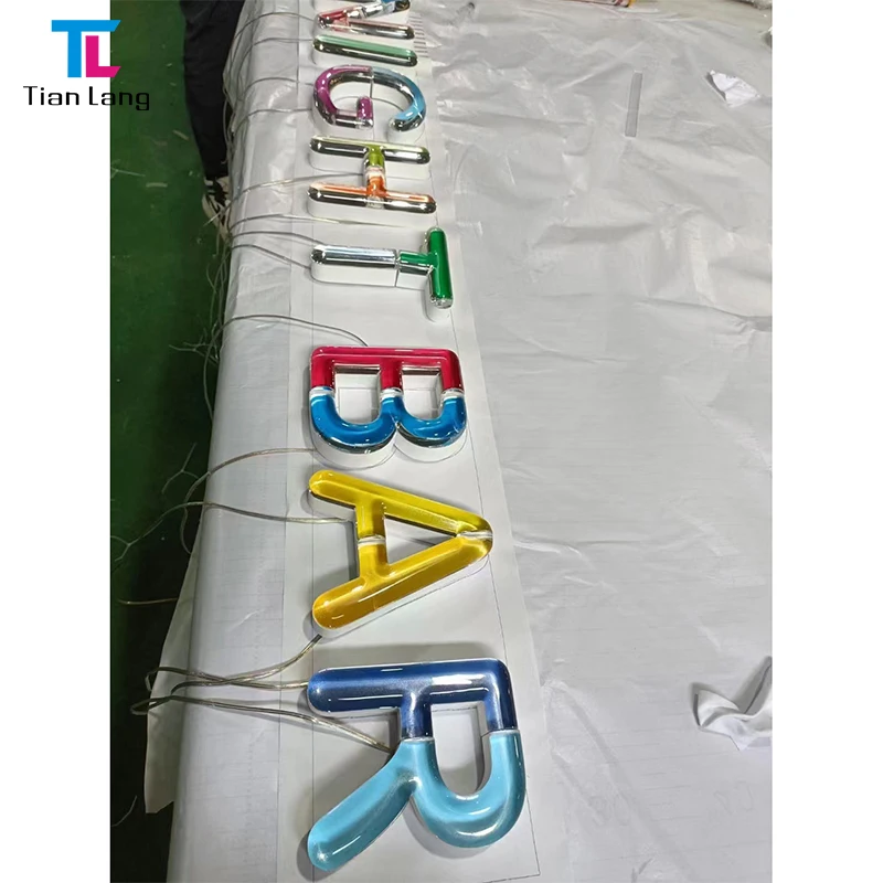 Custom Indoor Outdoor Led Lighting Alphabet 3D Backlit Brushed Metal Gold Color Business Channel Letter Sign