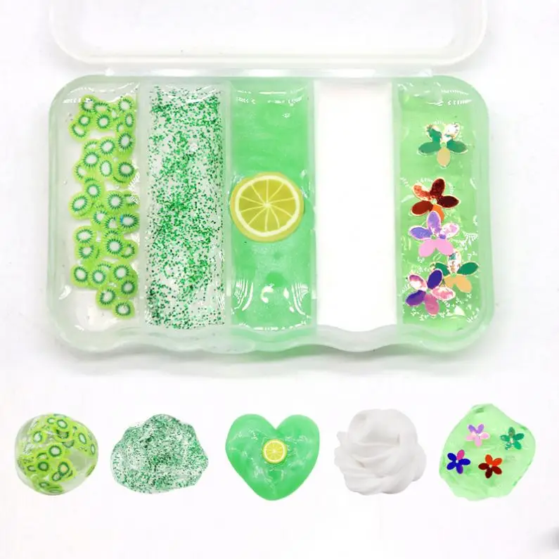 High Quality manufactory Hot300ml  assorted slime Multiple  Five Grid DIY Slime