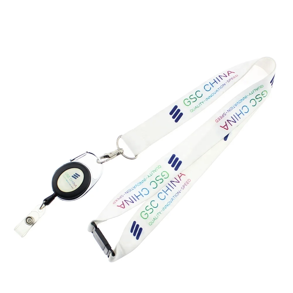 Full Color Transfer Print Smooth Polyester Lanyard With oval hook in Matt Black color