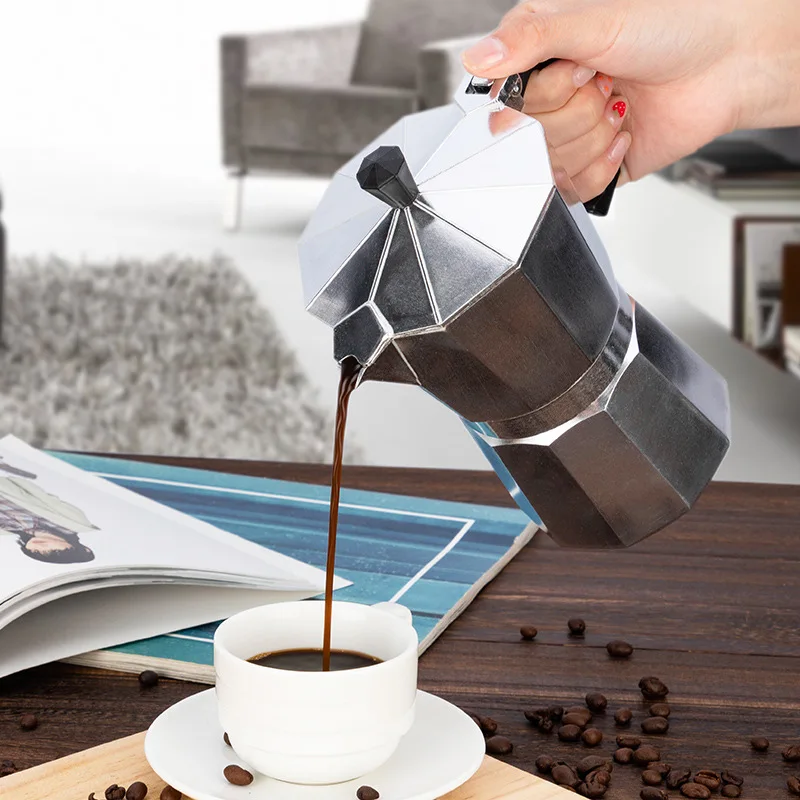 Moka Express 6-cup Stovetop кофеварка для эспрессо Мока алюминиевая капучино на заказ