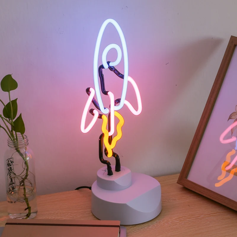 Neon Sign Illuminated Rocket Design Lighted Glass 3d for Home or Bar Decoration LED 1 Piece High Voltage IP65 -1 - 50 10000 85